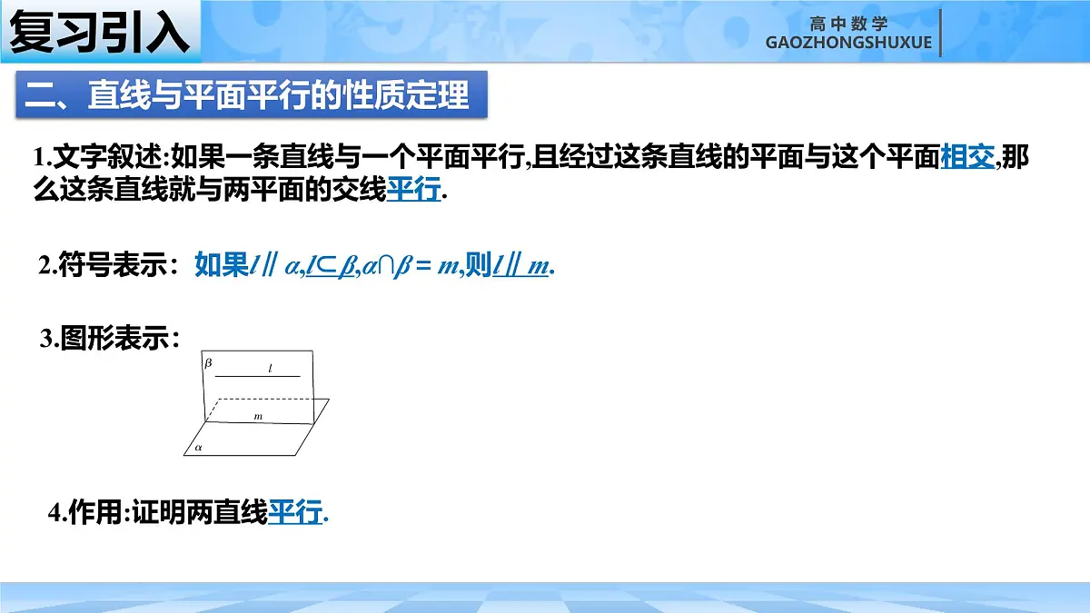 人教B版高中数学必修4 11-3-2《直线与平面平行---第2课时》课件第2页