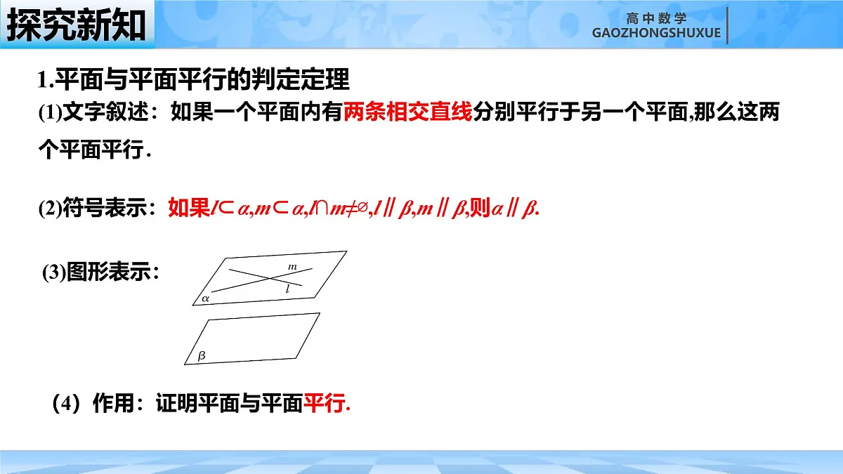 人教B版高中数学必修4 11-3-3《平面与平面平行---第1课时》课件第5页