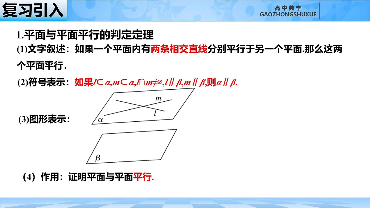 人教B版高中数学必修4 11-3-3《平面与平面平行---第2课时》课件第1页