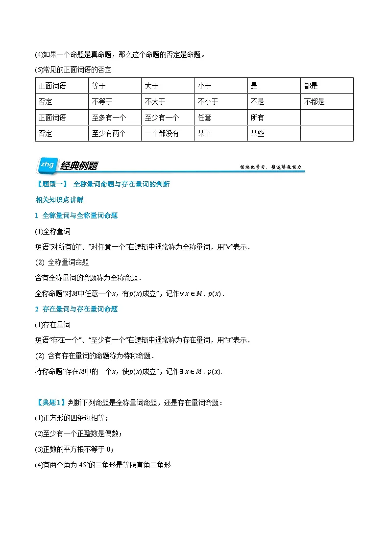 第05讲 全称量词与存在量词 2024年新高一暑假数学预习课（人教A版2019必修第一册）（原卷版）第2页