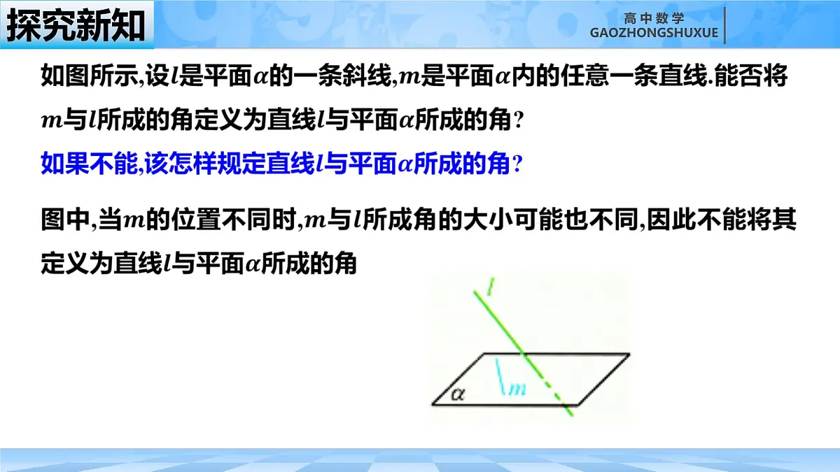 人教B版高中数学选修1 1-2-3《直线与平面的夹角》课件第7页