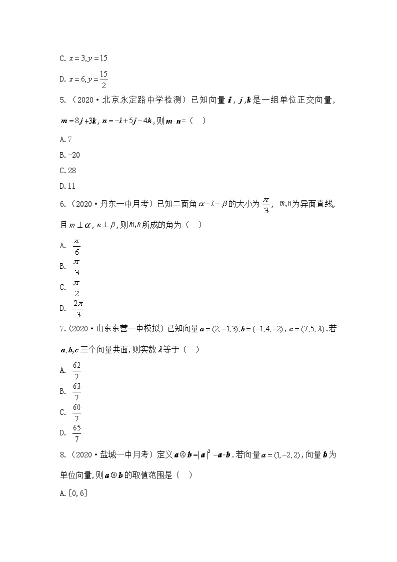 人教B版高中数学选修1 第一章《空间向量与立体几何》综合测评卷 含答案第2页