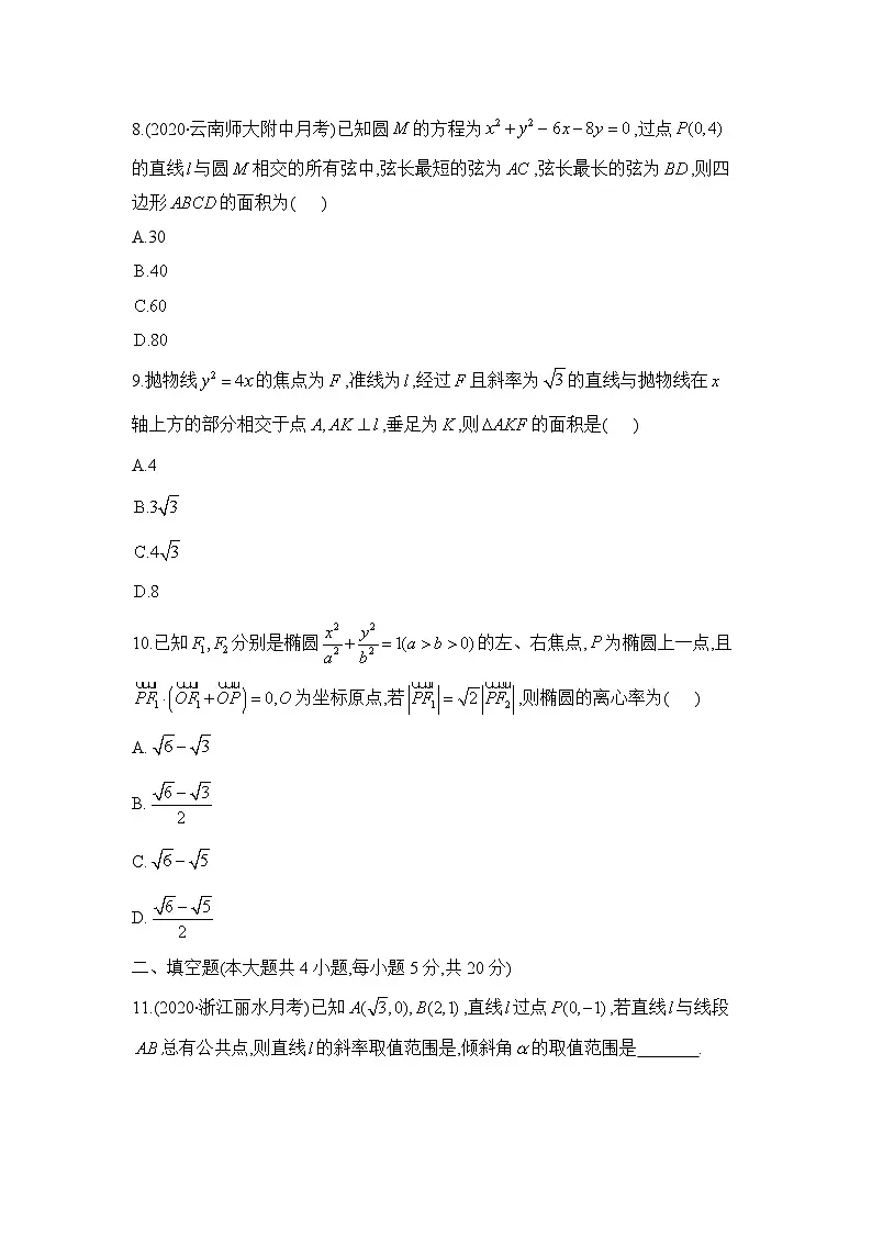 人教B版高中数学选修1 第二章《平面解析几何》单元测试题(含答案)第3页