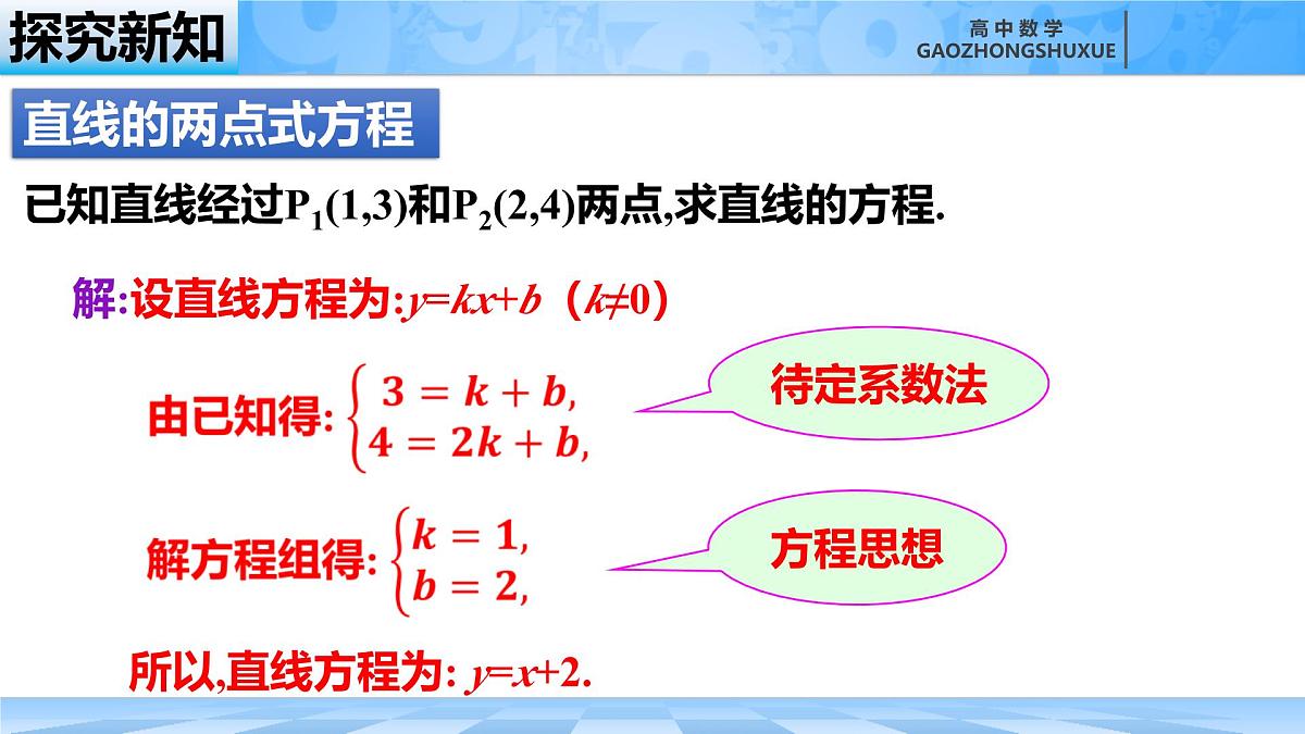 人教B版高中数学选修1 2-2-2《直线的两点式与一般式方程》课件第5页