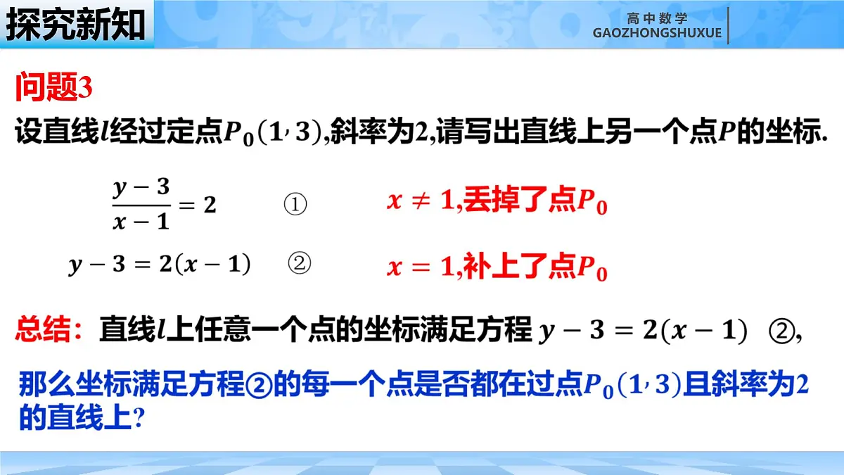 人教B版高中数学选修1 2-2-2《直线的点斜式方程与斜截式方程》课件第7页