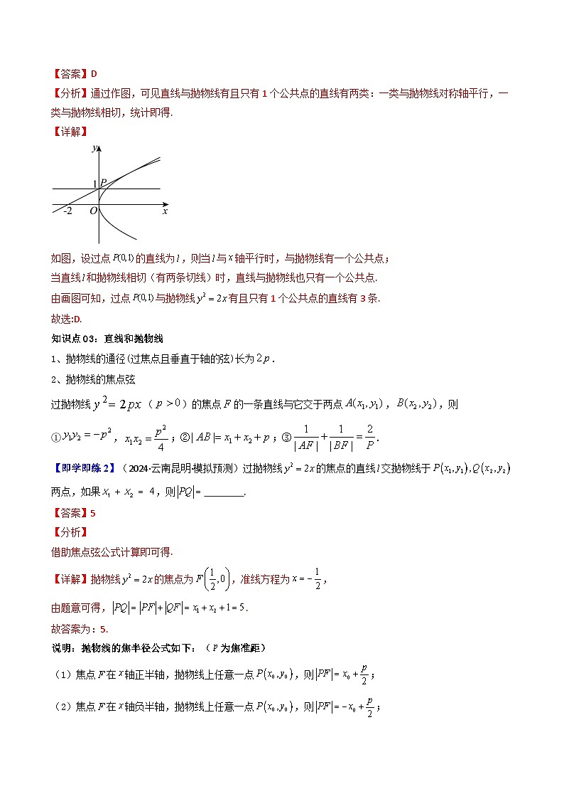 第06讲 3.3.2抛物线的简单几何性质（知识清单+8类热点题型讲练+分层强化训练）（解析版）第3页