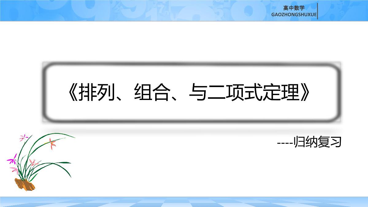 人教B版高中数学选修2 第三章《排列、组合、与二项式定理----归纳复习》课件第1页