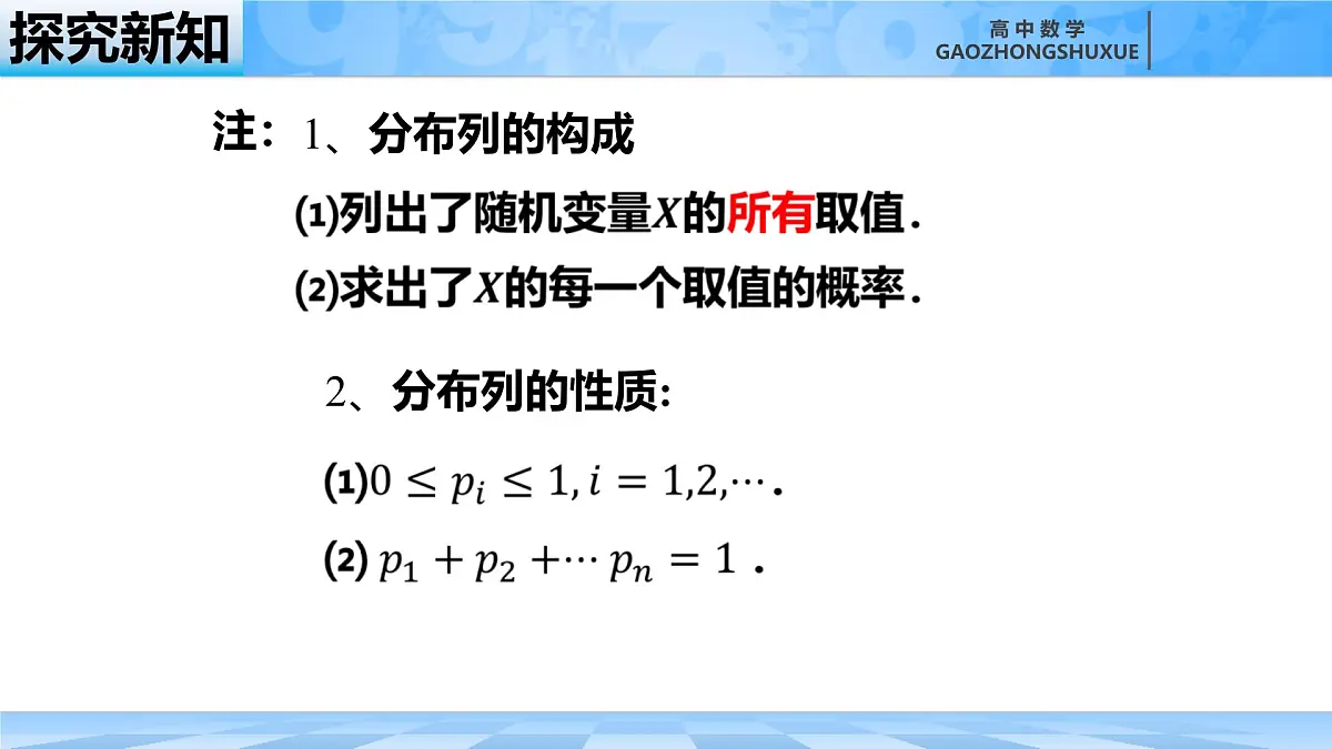 人教B版高中数学选修2 4-2-2《离散型随机变量的分布列》课件第7页