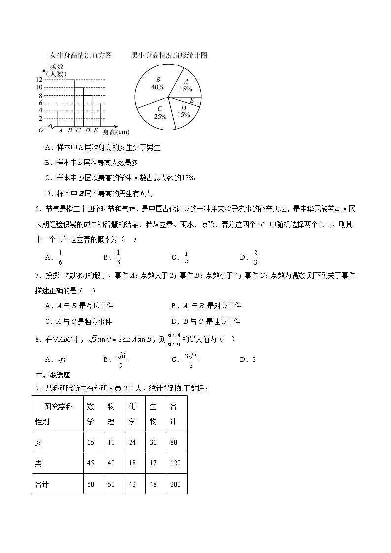 河北省沧州市四校联考2024-2025学年高一下学期6月期末考试数学试卷（Word版附解析）第2页