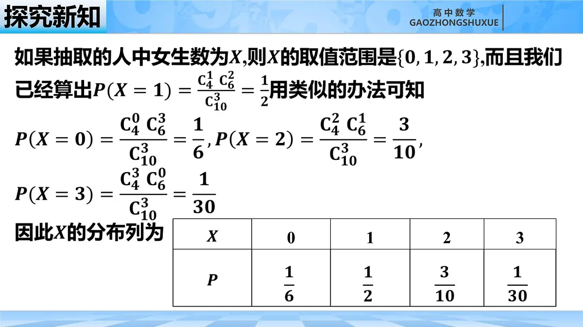 人教B版高中数学选修2 4-2-3《超几何分布》 课件第6页