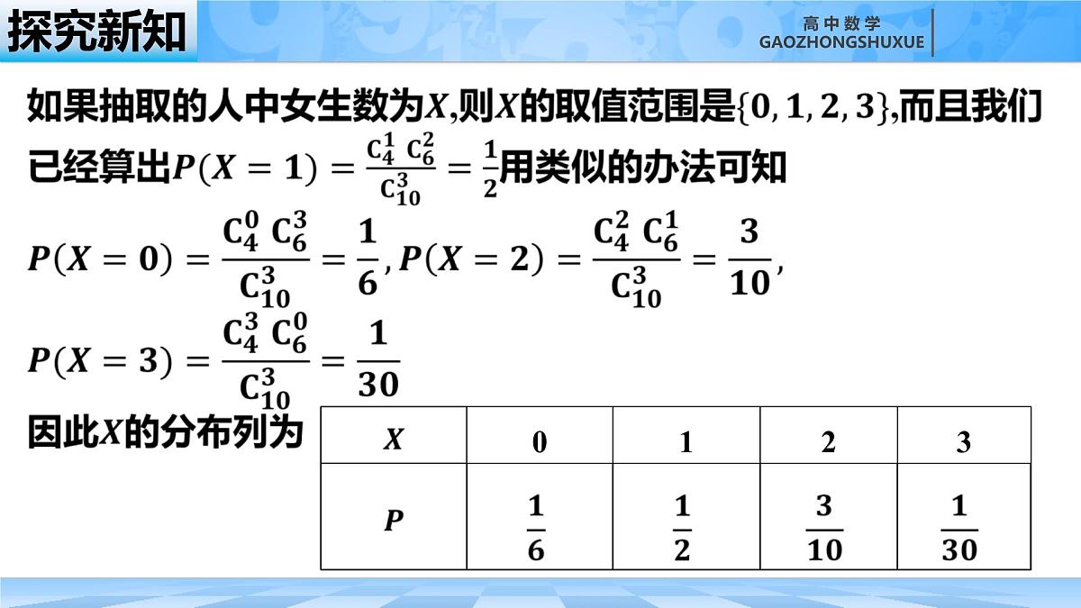 人教B版高中数学选修2 4-2-3《超几何分布》 课件第6页
