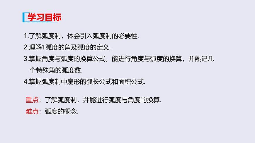 人教A版（2019）高中数学必修第一册 5.1.2  弧度制 课件第2页