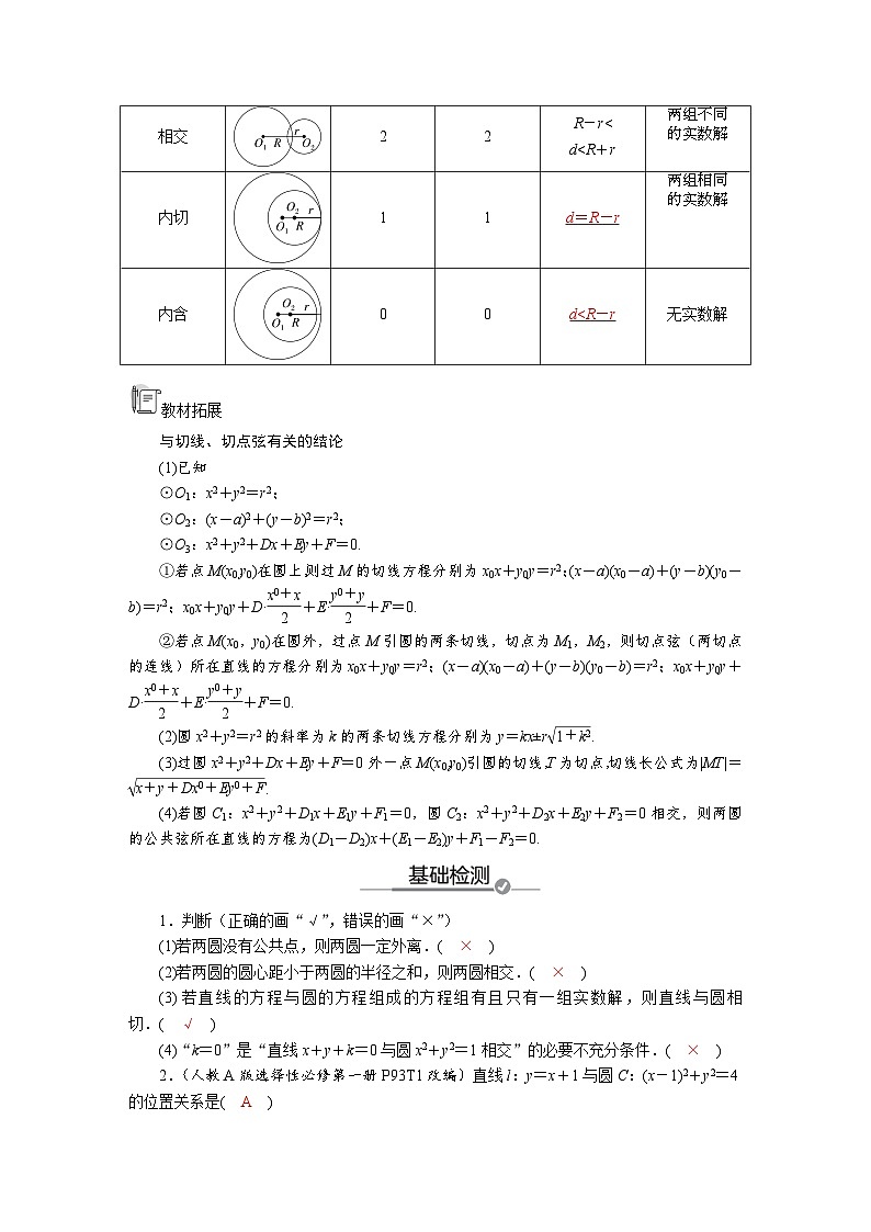 高考数学精品讲义练习【一轮复习】第八章　8．4　直线与圆、圆与圆的位置关系第2页