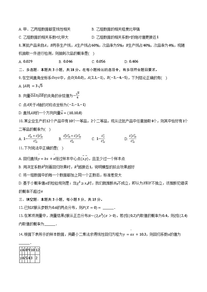 2024-2025学年甘肃省武威市凉州区高二（下）期末数学试卷（含解析）第2页