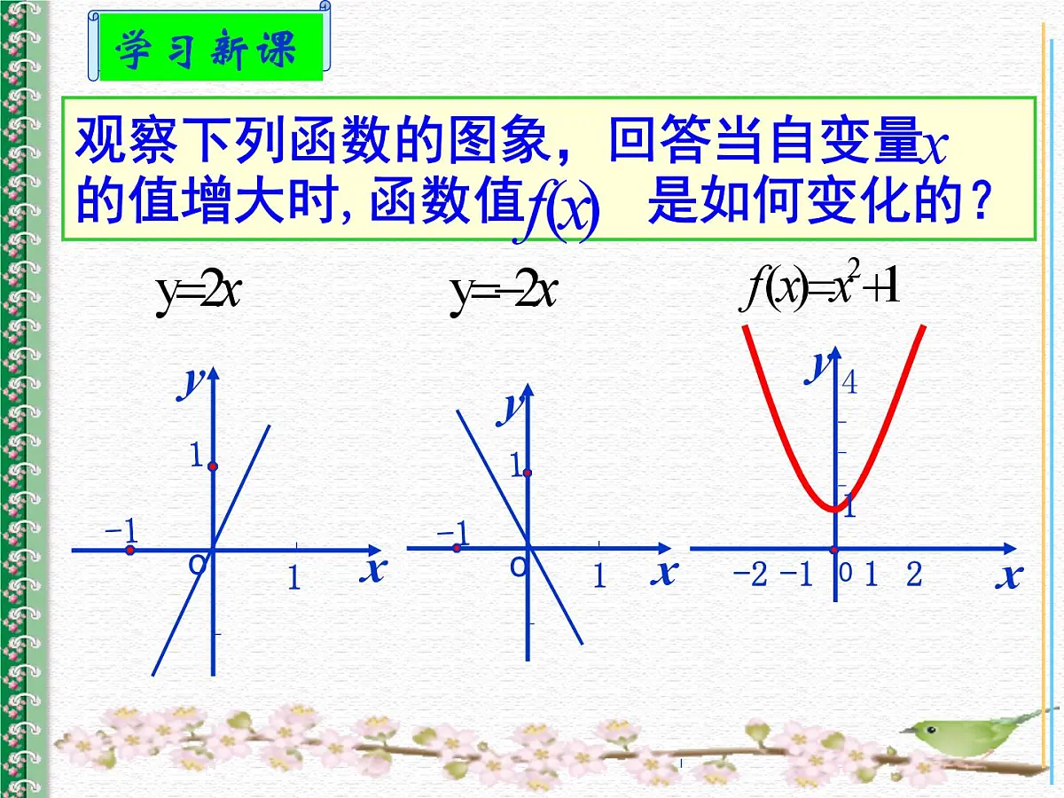 人教课标B版高中数学必修1 2-1-3《函数的单调性》-教学课件第3页