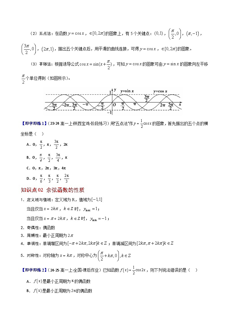 (人教B版)2025秋高中数学必修三同步讲义第09讲余弦函数的性质与图像(2个知识点+13类热点题型讲练+习题巩固)(学生版+解析)第2页
