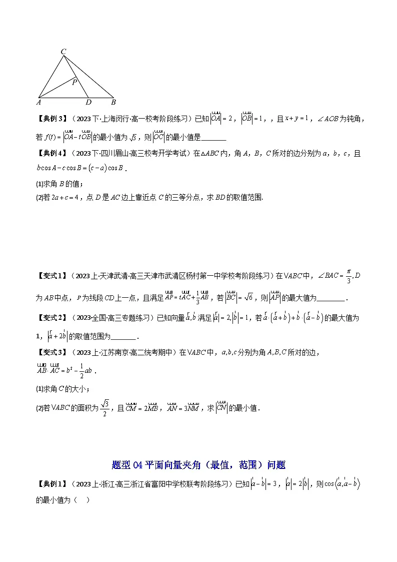 (人教A版数学必修二)2025春季学期讲义第13讲拓展一：平面向量综合问题(学生版+解析)第3页