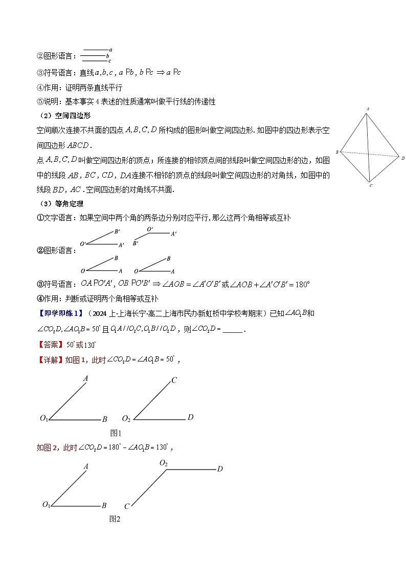 (人教A版数学必修二)2025春季学期讲义第31讲8.5.1直线与直线平行(学生版+解析)第2页