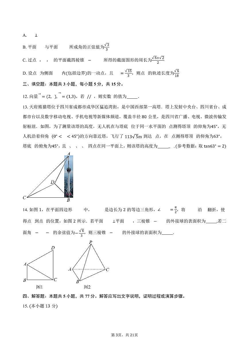 2024-2025学年四川省成都市树德中学高一下学期期末考试数学试卷（含解析）第3页