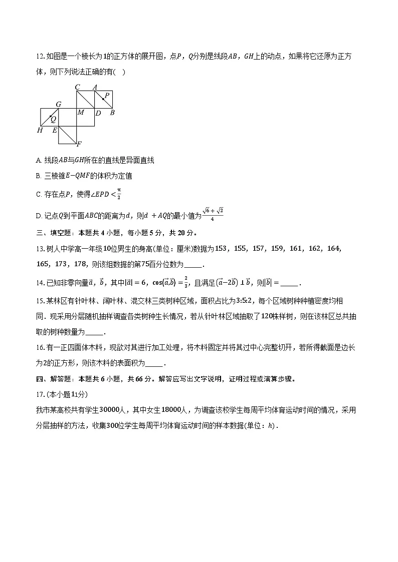 2024-2025学年河北枣强中学高一下学期期末数学试卷（含解析）第3页