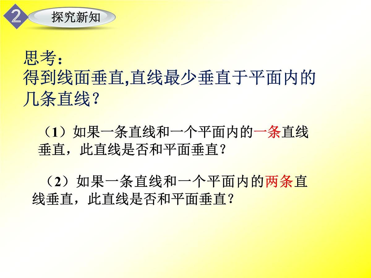 人教课标B版高中数学必修2 1-2-3《直线与平面垂直的判定》 课件第8页