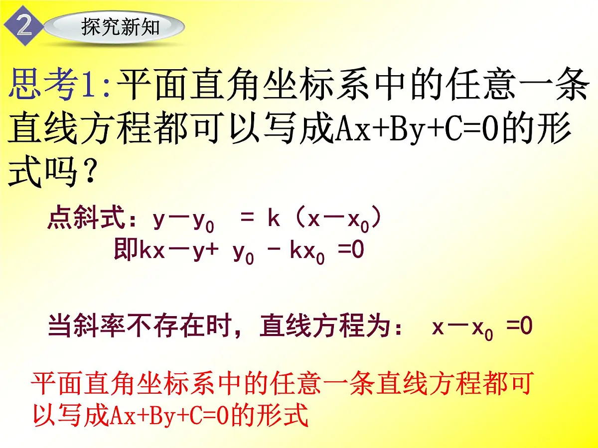 人教课标B版高中数学必修2 2-2-2《直线的一般式方程》课件第3页