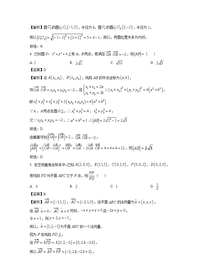 山东名校考试联盟2024-2025学年高二上学期期中检测数学试卷（解析版）第2页