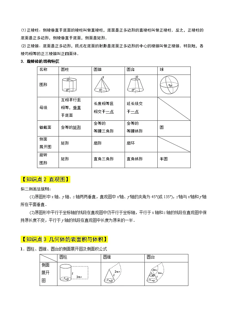 暑假作业11 基本立体图形、直观图及几何体的表面积与体积(原卷版）第2页
