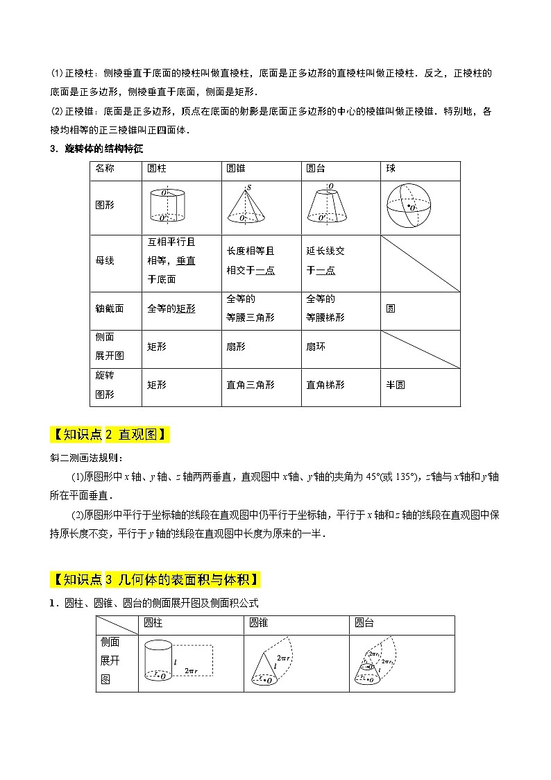 暑假作业11  基本立体图形、直观图及几何体的表面积与体积(原卷版）第2页