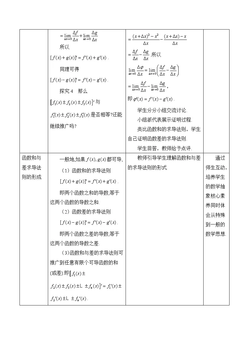 人教B版高中数学选修3 6-1-4-2《函数和、差、积、商的求导法则》教学设计第2页