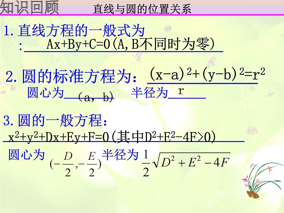 人教课标B版高中数学必修2 2-3-3《直线与圆的位置关系》 教学课件第2页