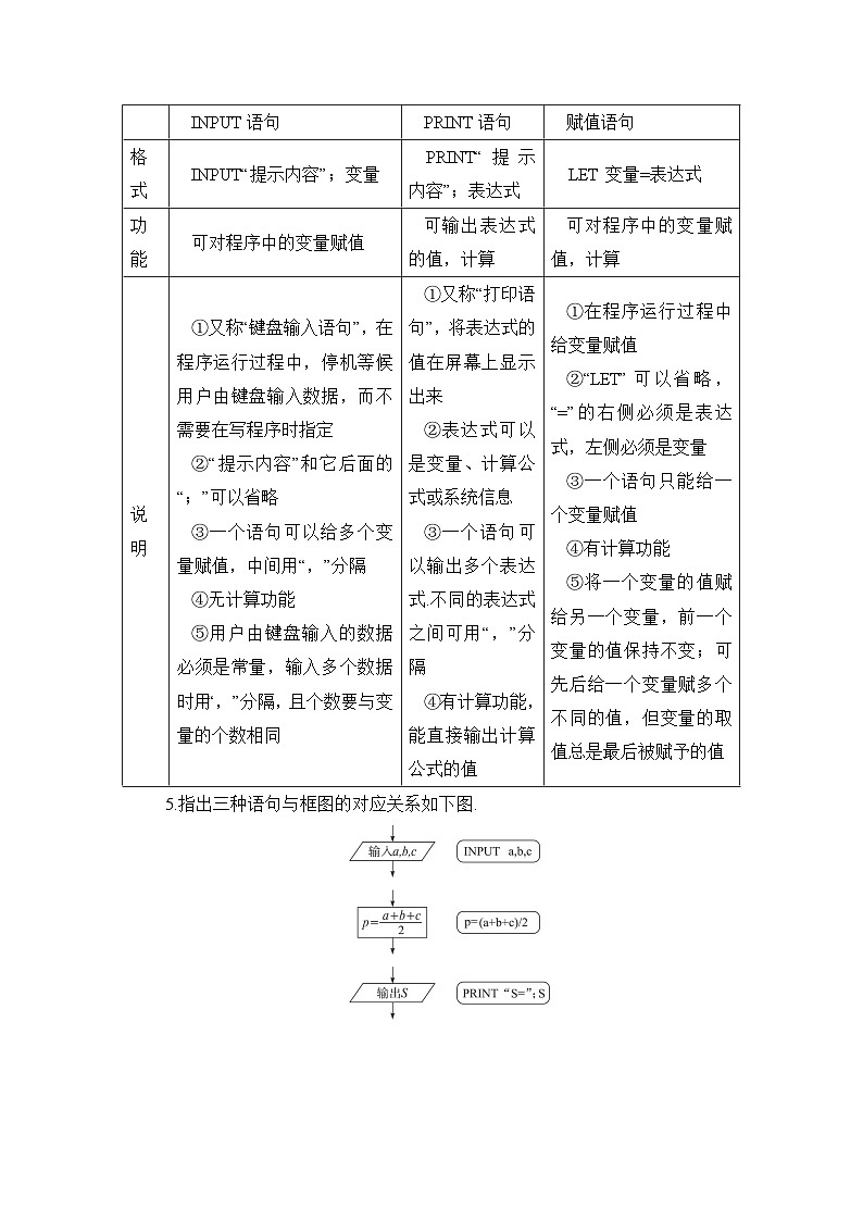人教课标B版高中数学必修3 1-2-1《赋值、输入和输出语句》教学设计第3页
