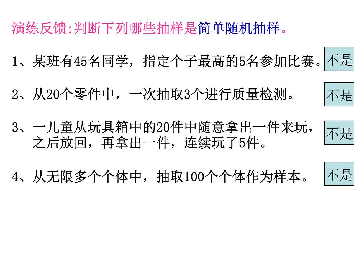 人教课标B版高中数学必修3 2-1-1《简单随机抽样》-课件第6页