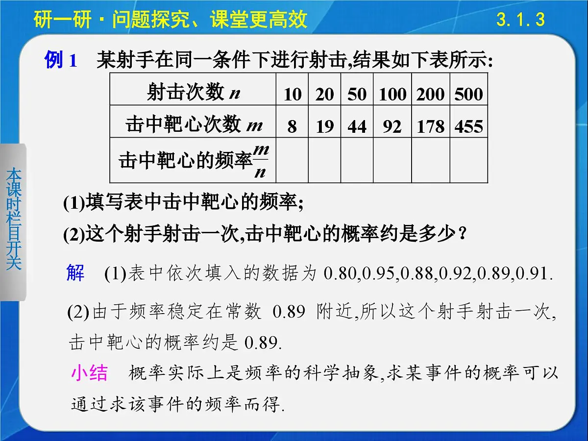 人教课标B版高中数学必修3 3-1-3《频率与概率》课件第8页