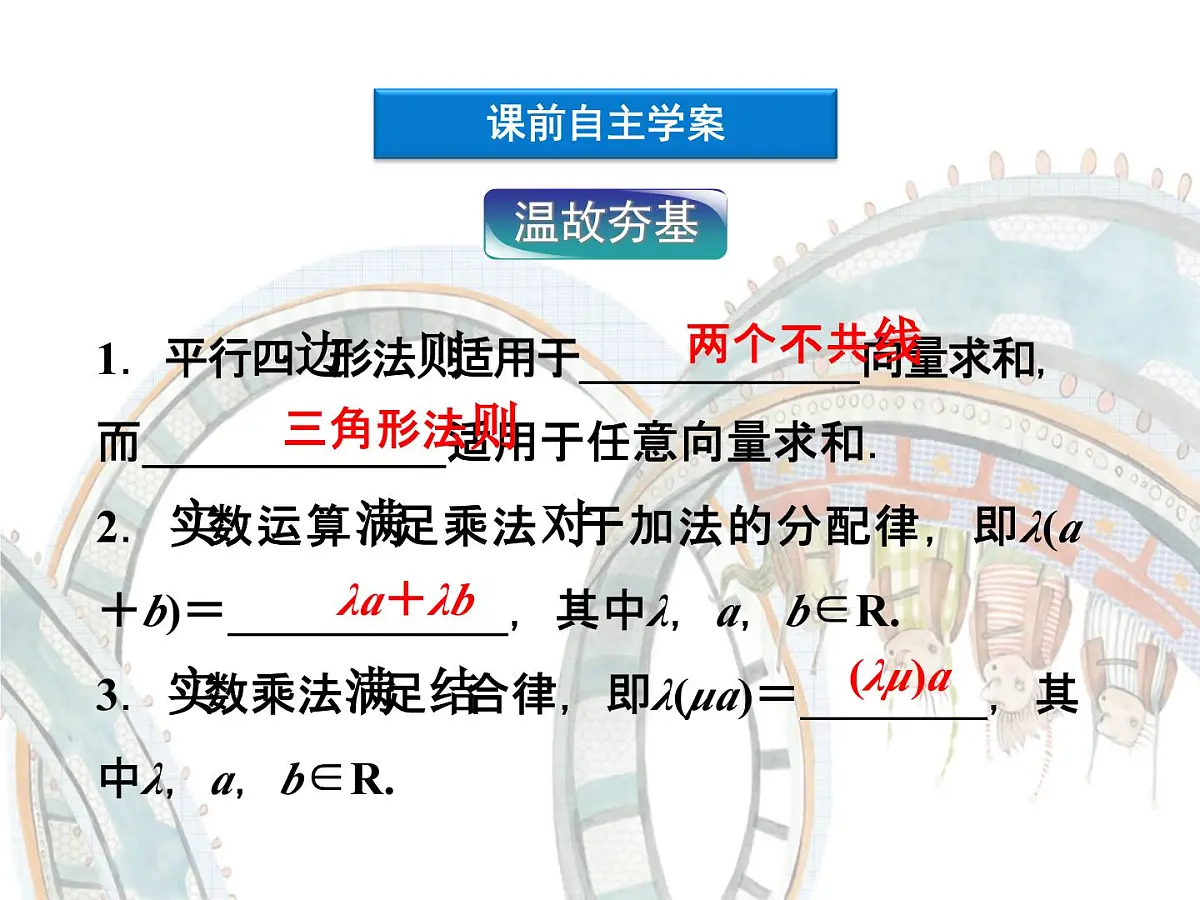 人教课标B版高中数学必修4 2-1-4《数乘向量》 课件第3页