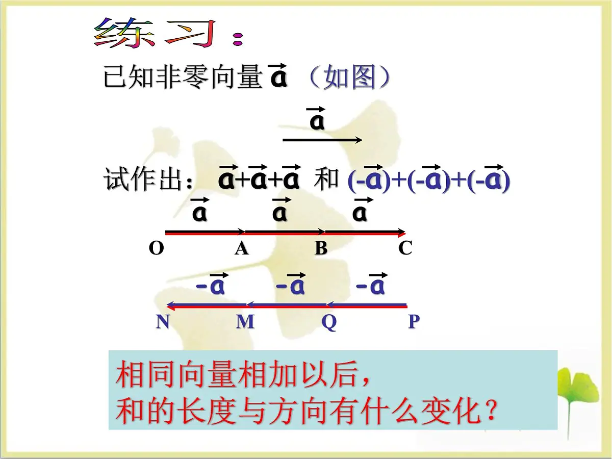 人教课标B版高中数学必修4 2-1-4《数乘向量》课件第7页
