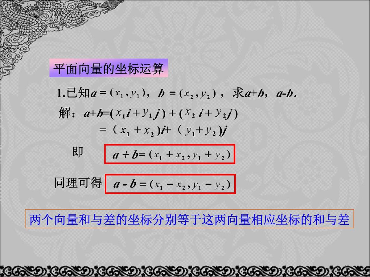 人教课标B版高中数学必修4 2-2-2《向量的正交分解与向量的直角坐标运算》课件第6页