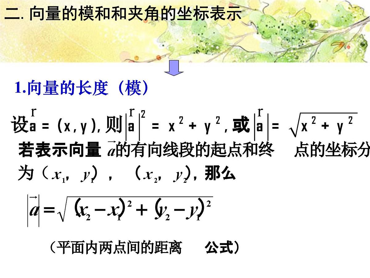 人教课标B版高中数学必修4 2-3-3《向量数量积的坐标运算与度量公式》 课件第7页