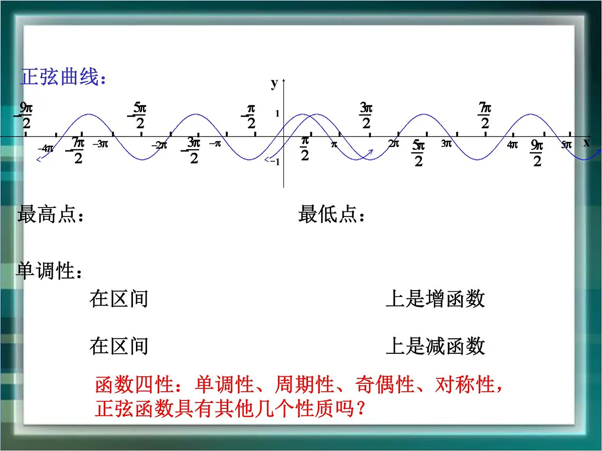 人教课标B版高中数学必修4 1-3-1《正弦、余弦函数的性质》课件第2页