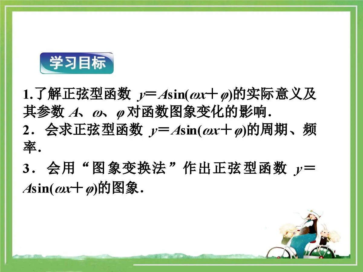 人教课标B版高中数学必修4 1-3-1《正弦型函数y＝Asin(ωx＋φ)》教学课件第2页