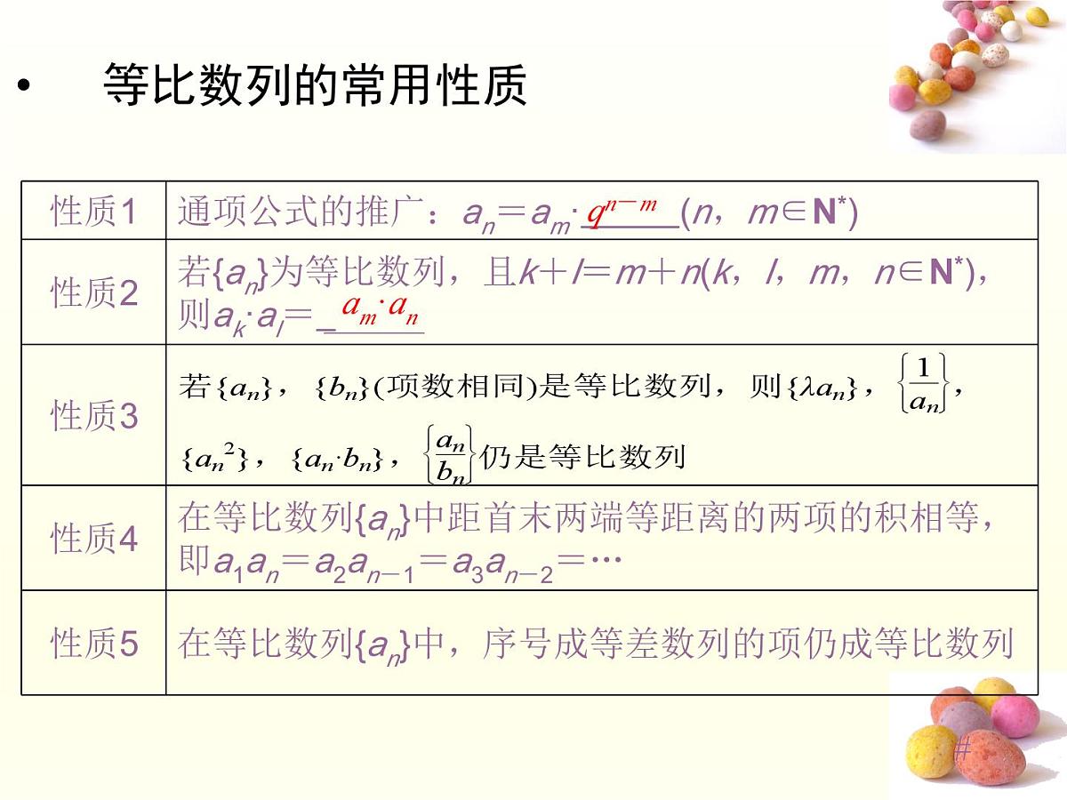 人教课B标版高中数学必修5 2-3-1《等比数列第二课时：等比数列的性质》-课件第7页
