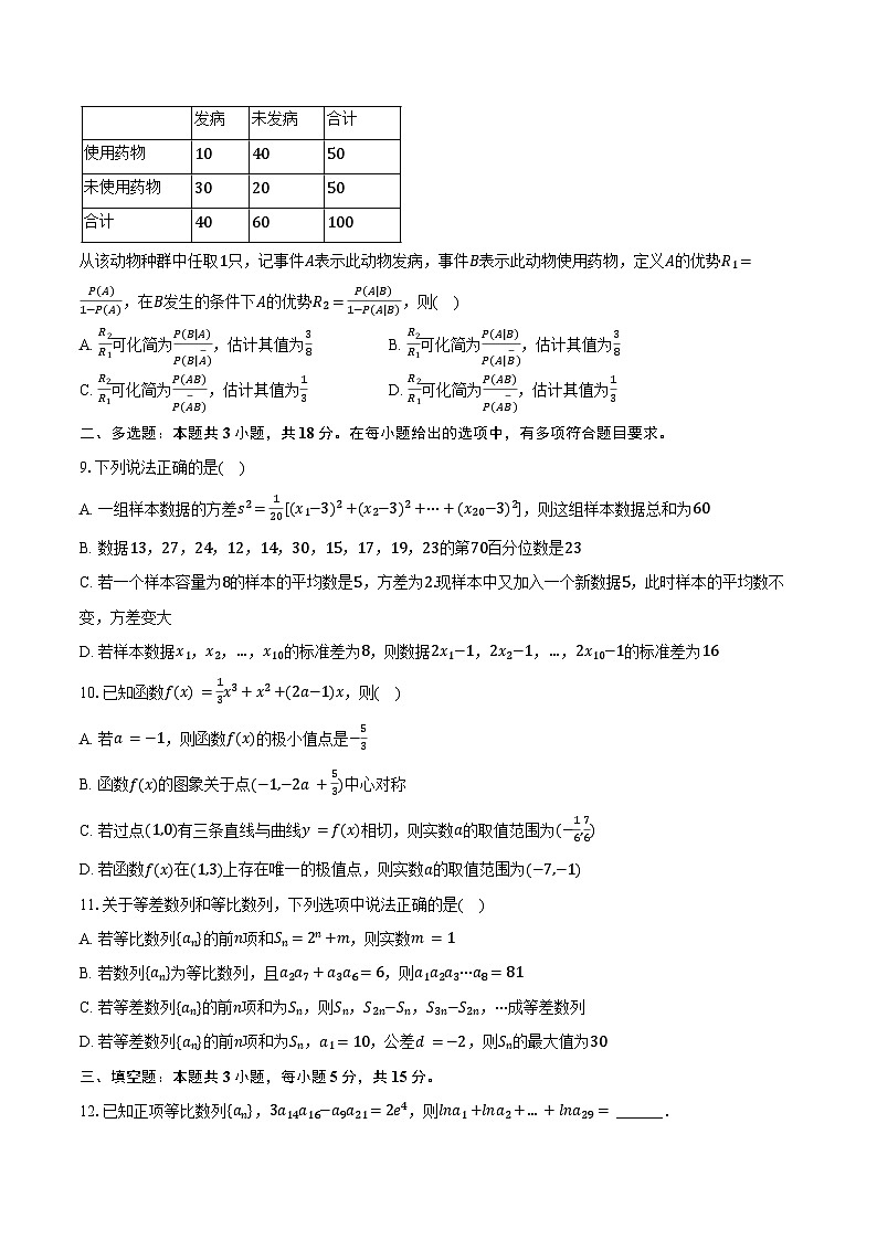 2024-2025学年辽宁省抚顺市四方高级中学高二（下）期末数学试卷（A卷）（含答案）第2页