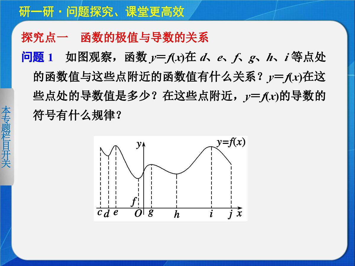 人教课标B版高中数学选修1-1 3-3-2《利用导数研究函数的极值(第1课时)》 课件第6页