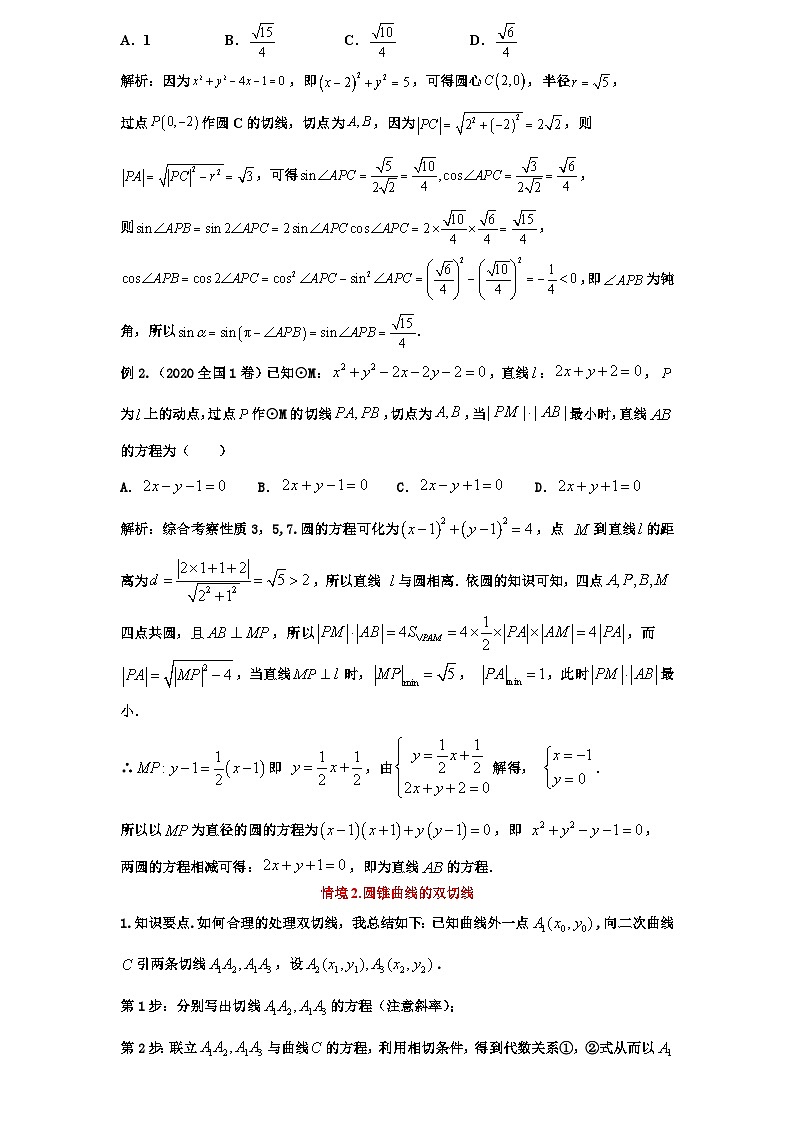 2026年新高考数学专题复习学案  90.解析几何中的双切线问题第2页