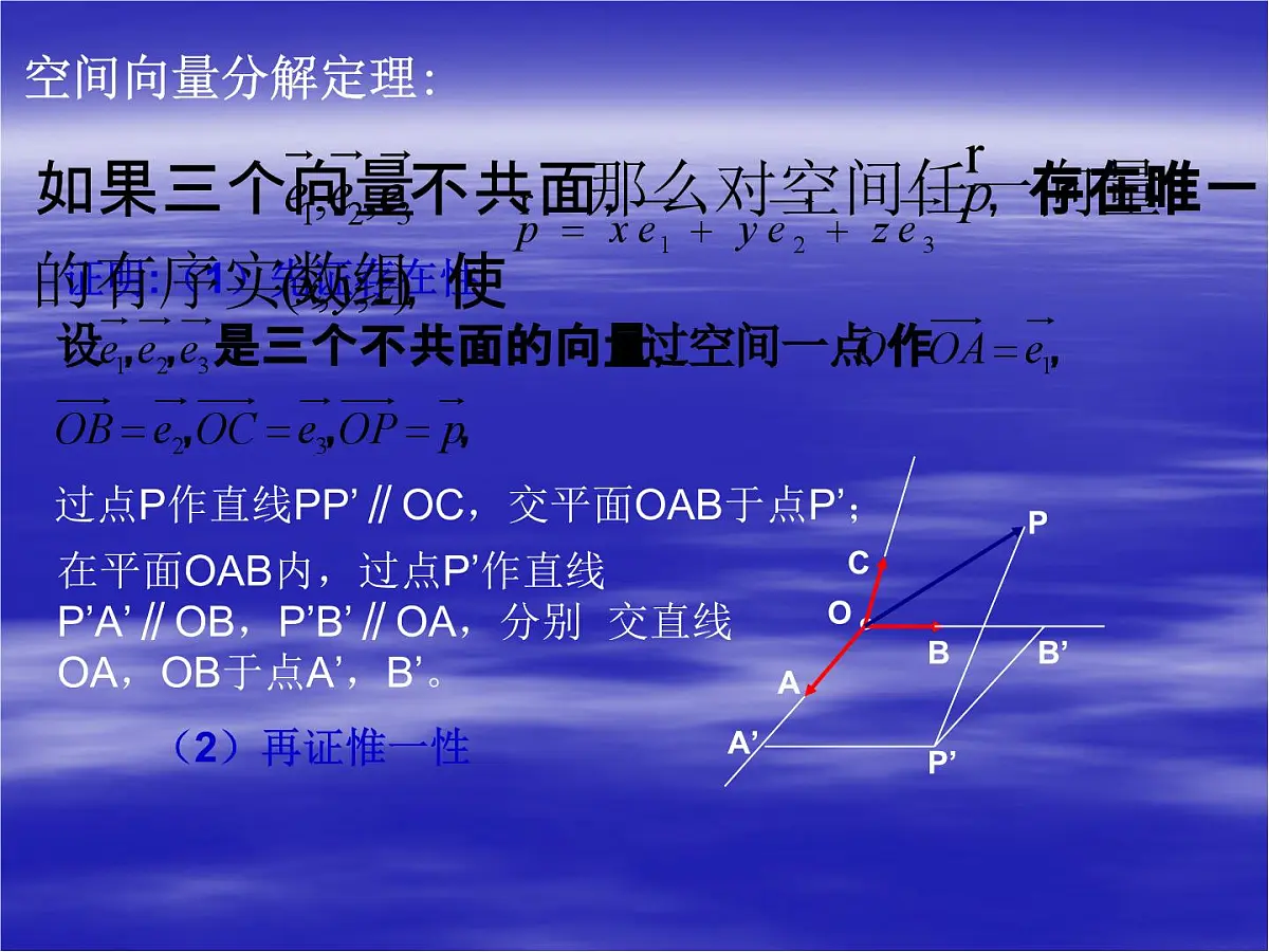 人教课标B版高中数学选修2-1 3-1-2《空间向量的基本定理》教学课件第7页