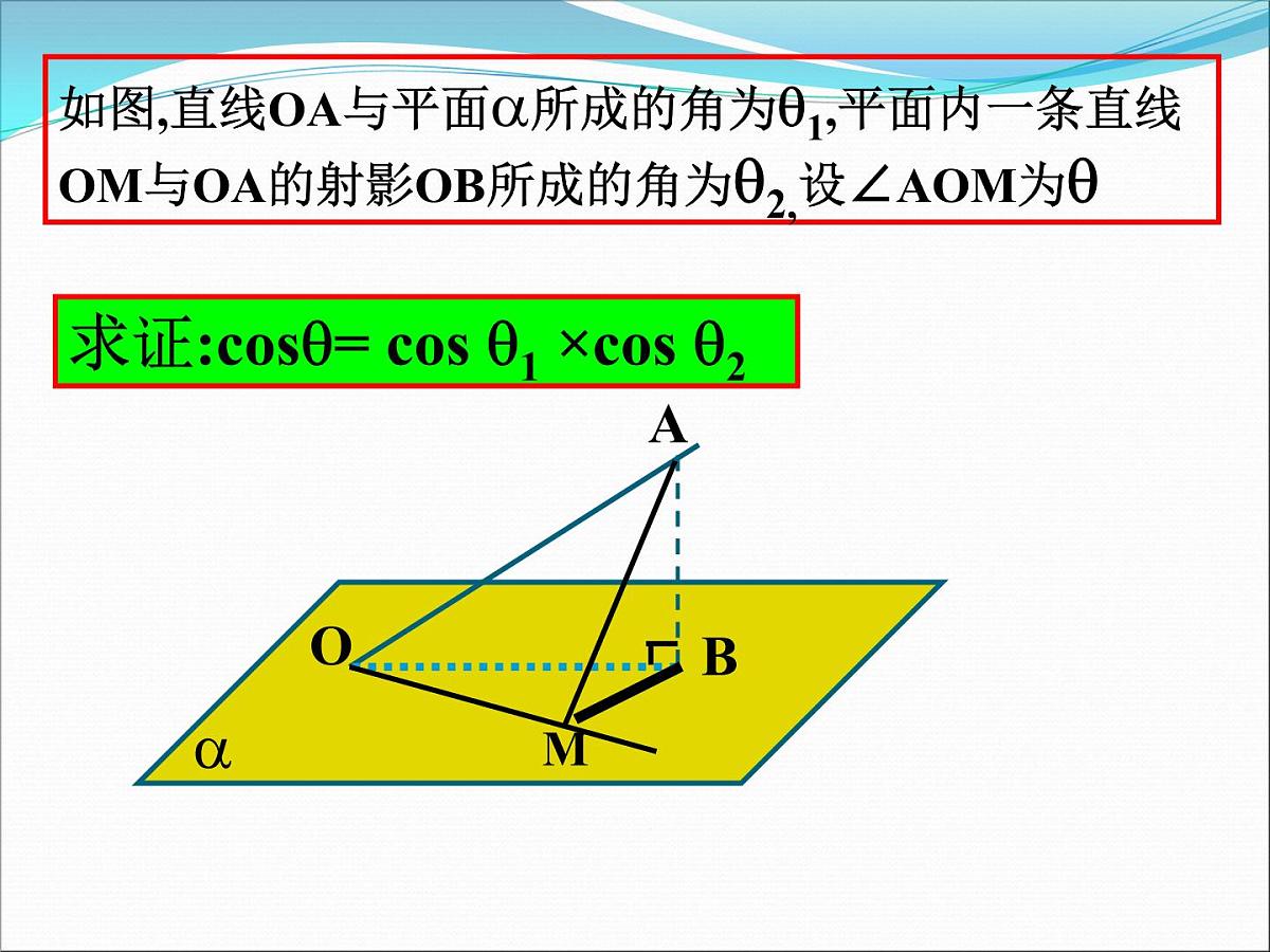 人教课标B版高中数学选修2-1 3-2-3《直线与平面的夹角》教学课件第7页
