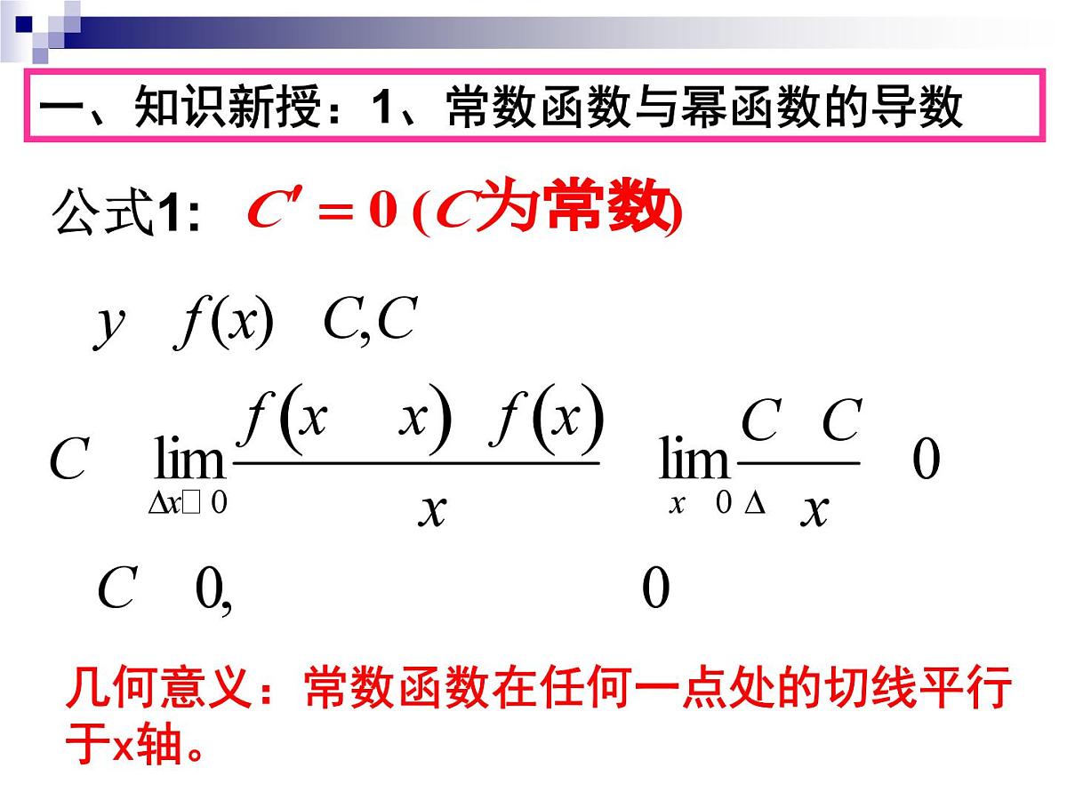 人教课标B版高中数学选修2-2 1-2-1《常数函数与幂函数的导数》教学课件第2页