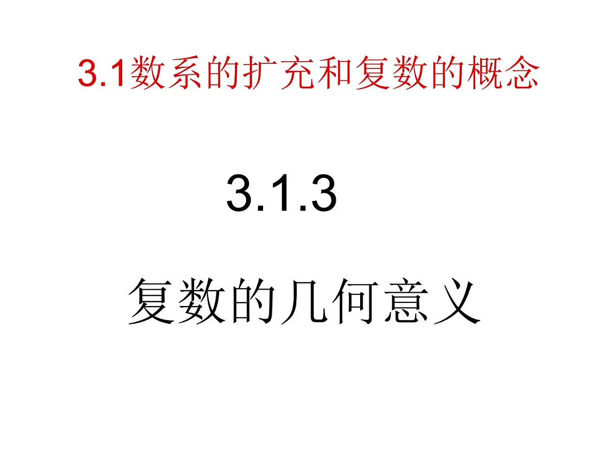 人教课标B版高中数学选修2-2 3-1-3《复数的几何意义》教学课件第1页