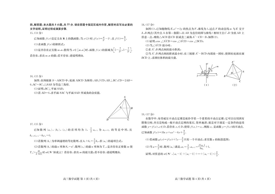 2025届山东新高考联合质量测评高三下学期10月联考-数学B卷（含答案）第2页