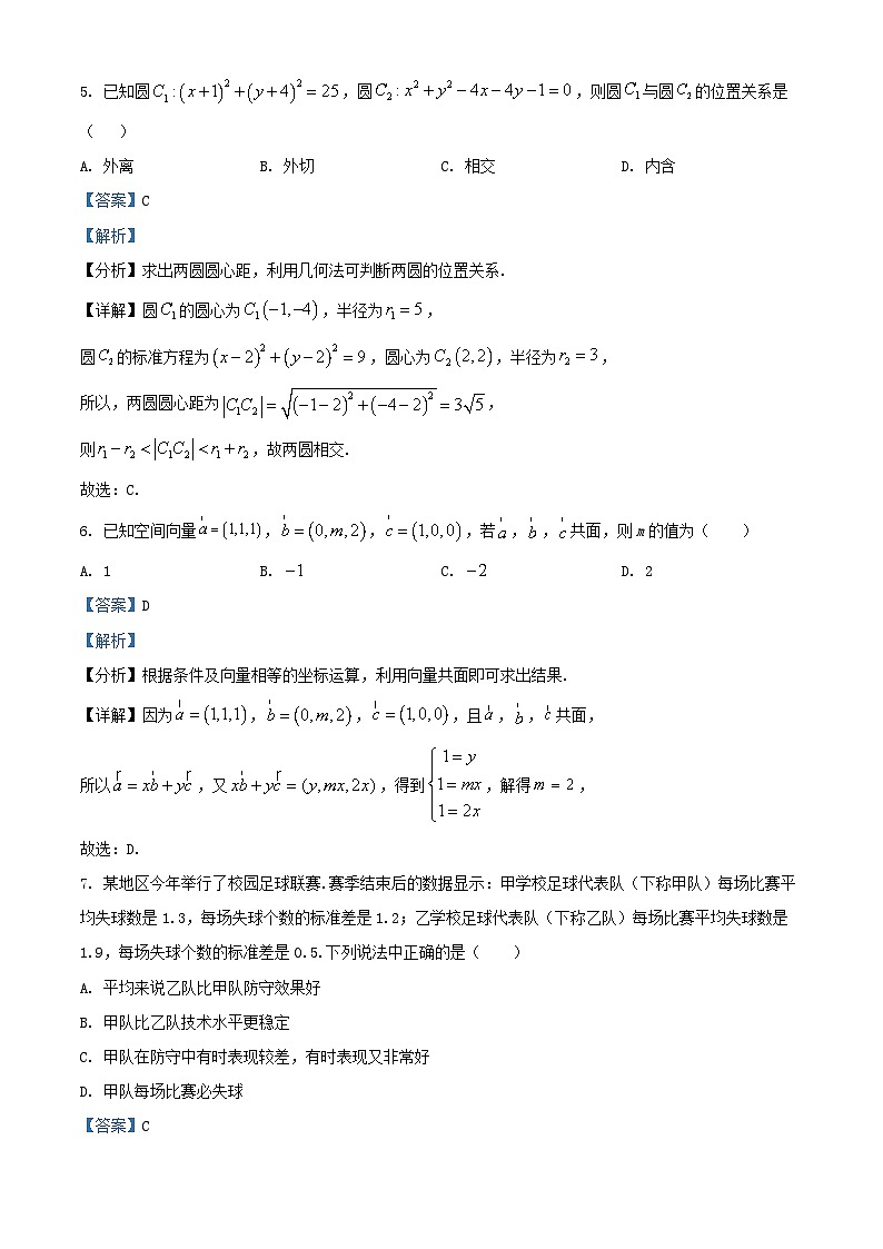四川省遂宁市2024_2025学年高二数学上学期期末试题含解析第3页